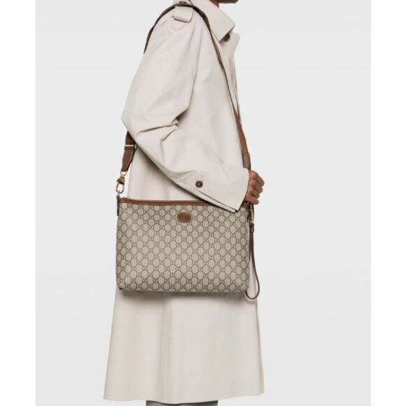 $2050 NEW GUCCI GG ZIP CROSSBODY WRISTLET LARGE BAG UNISEX AUTHENTIC! - Picture 5 of 14